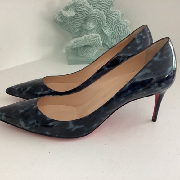Christian Louboutin Marble Blue Patent Leather Shoes Heels US Sz 7 EUR 38 - Picture 8 of 12
